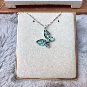 Small Abalone Butterfly Charm Necklace